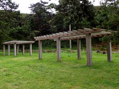 Wisteria pergola in Tsubakiyama kaisuiyokujo campsite
