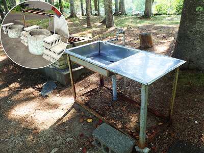 北竜町金比羅公園キャンプ場の炊事場