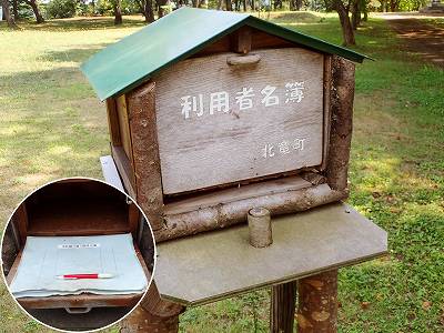 北竜町金比羅公園キャンプ場の利用受付ボックス