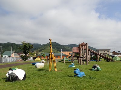 Playground equipment of Nishiokoppe-mura shinrin-koen campsite