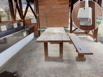 千本高原キャンプ場の炊事棟内