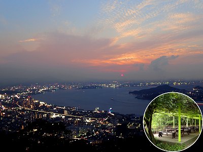 View of the observation deck in Yahazu-yama campsite