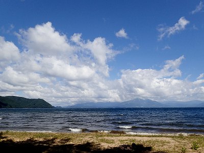 Mt. Bandai view from Seishoga-hama campsite