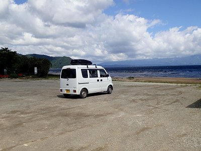 Parking lot in Seishoga-hama campsite