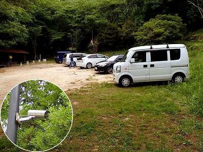 Upper parking lot in Kaita sogo-koen campsite