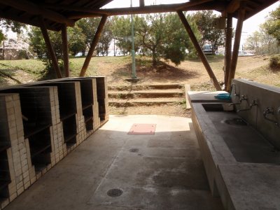 View from the Cooking facilities of Kamoike-koen campsite