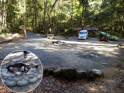 自然公園丸山キャンプ場の焚き火サークル