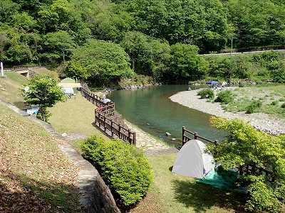 中村川砂防公園 天神峡キャンプ場のサイト全景