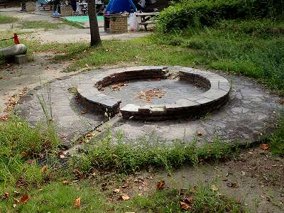 Campfire circle in Hanahaku kinen-koen Tsurumi-ryokuchi campsite