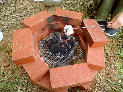 庭キャンプで焼きマシュマロ