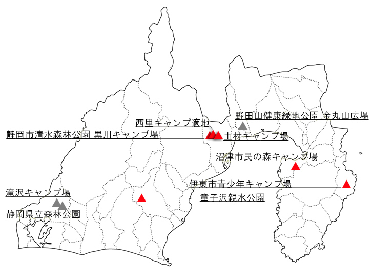 静岡県のキャンプ 無料 9か所 車中泊 野営地情報