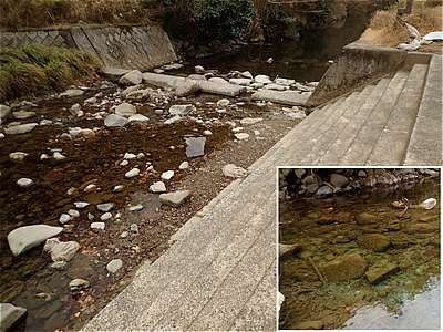 菊川自然活用村の前を流れる歌野川