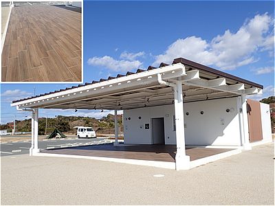 美濃ケ浜海浜広場の屋根付きテラススペース